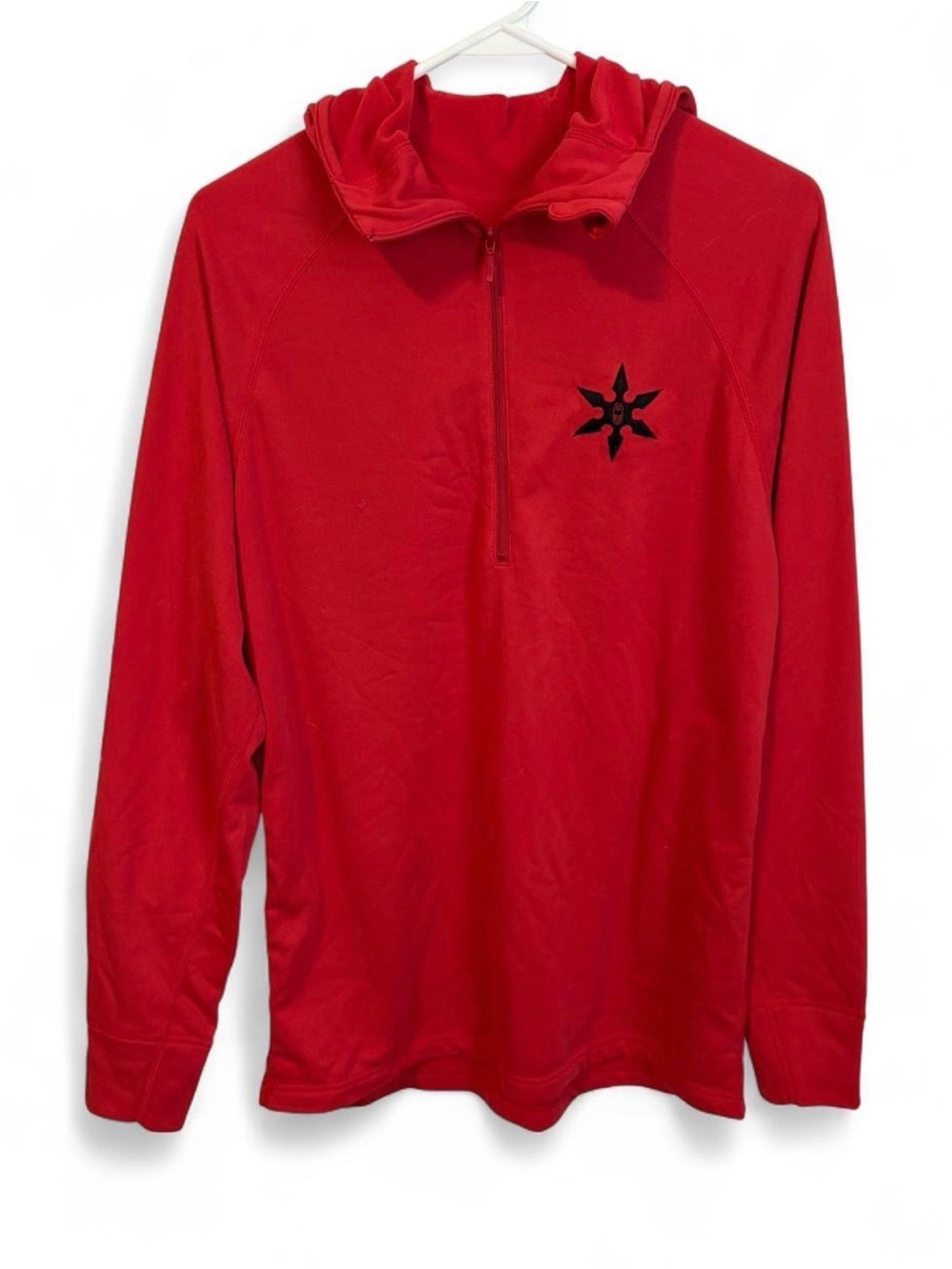 Men's Red Half-Zip Performance Sweater with Subtle Star Emblem